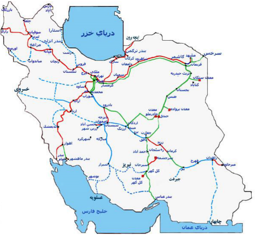 نقشه خطوط ریلی ایران